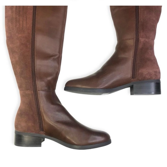 H By Halston Michelle Riding Boot A269725 Size 7.5 Brown Leather Suede - Picture 2 of 10